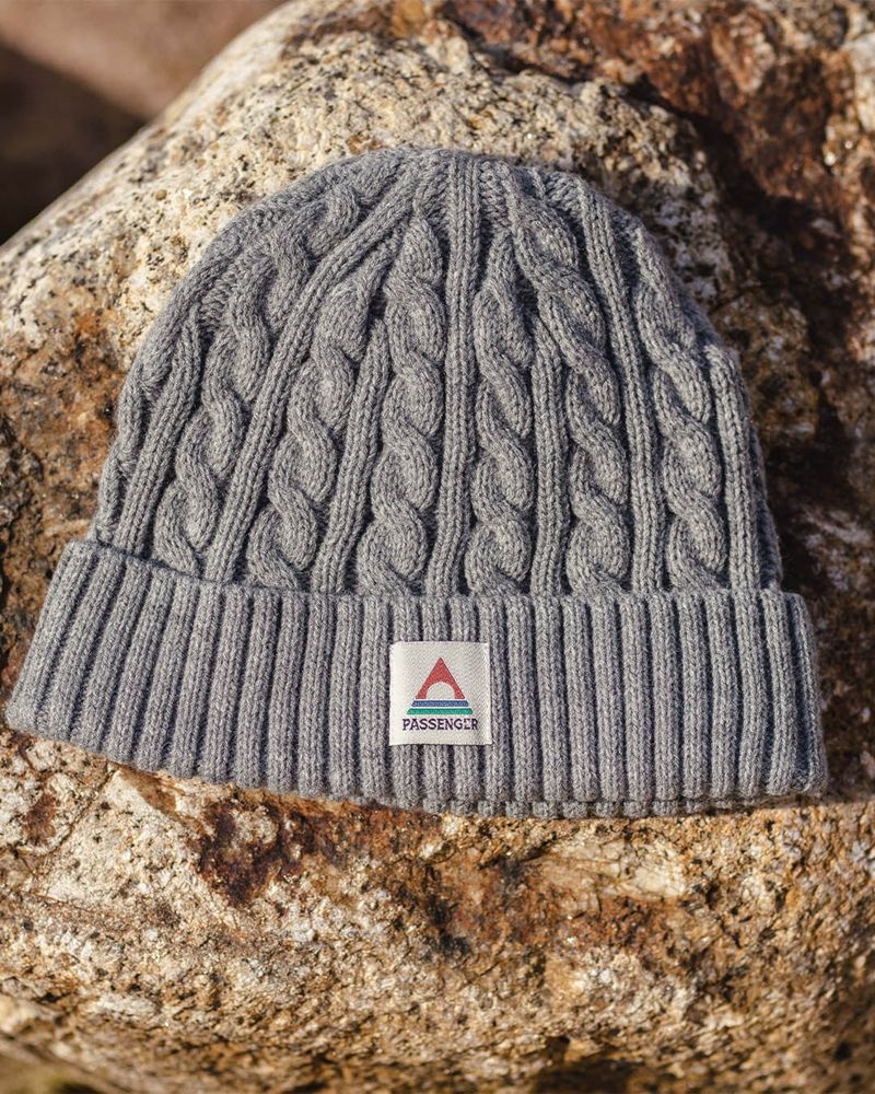 Czapka Passenger Fireside Recycled Cable Knit Męskie Szare | Polska-XYKFCV971