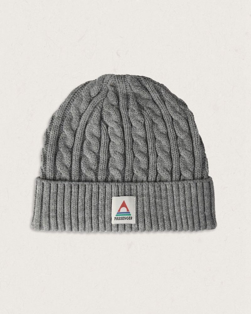 Czapka Passenger Fireside Recycled Cable Knit Damskie Szare | Polska-XVTCFW380