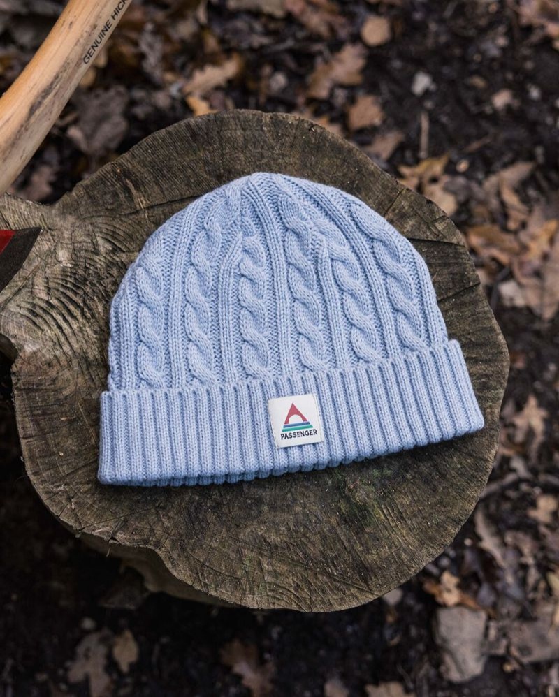 Czapka Passenger Fireside Recycled Cable Knit Damskie Niebieskie | Polska-CTPLUI380
