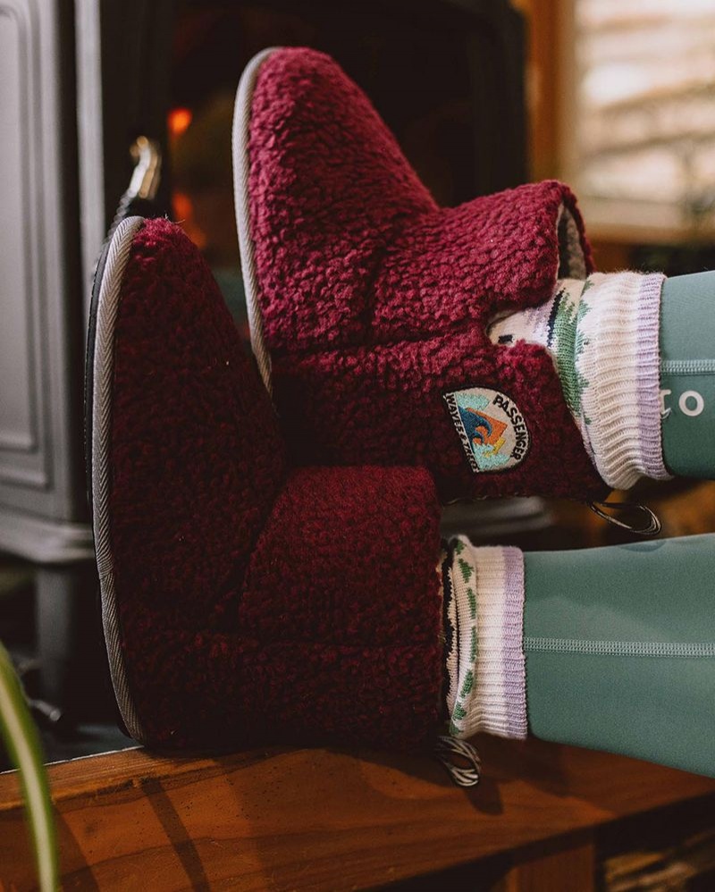 Kapcie Passenger Hideaway Sherpa Fleece Damskie Windsor Wine | Polska-PIGNLF783