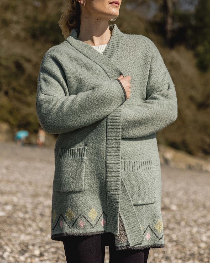 Kardigan Passenger Leif Recycled Yarn Damskie Zielone | Polska-WUFOSP716