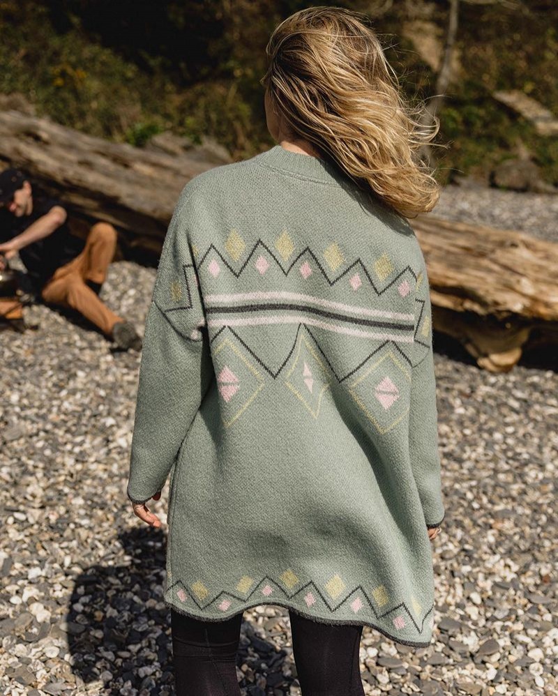 Kardigan Passenger Leif Recycled Yarn Damskie Zielone | Polska-WUFOSP716