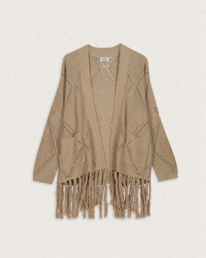 Kardigan Passenger Palm Organic Bawełniane Damskie Khaki | Polska-KQTPZC012