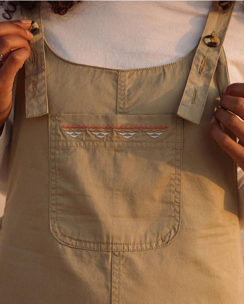 Kombinezon Passenger Faye Organic Bawełniane Damskie Khaki | Polska-ECIWKV398