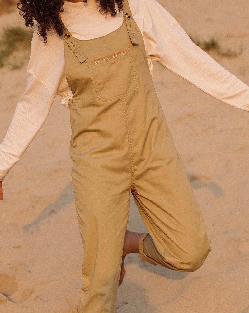 Kombinezon Passenger Faye Organic Bawełniane Damskie Khaki | Polska-ECIWKV398