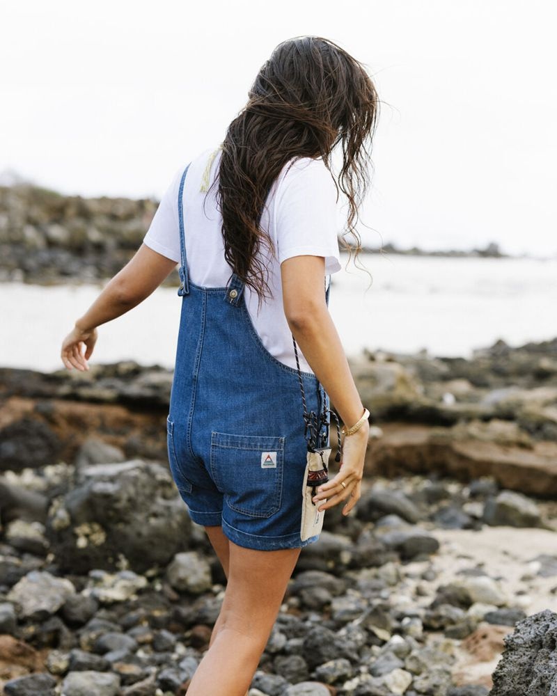Kombinezon Passenger Riverside Denim Krótkie Damskie Washed Denim | Polska-VOZHLF695