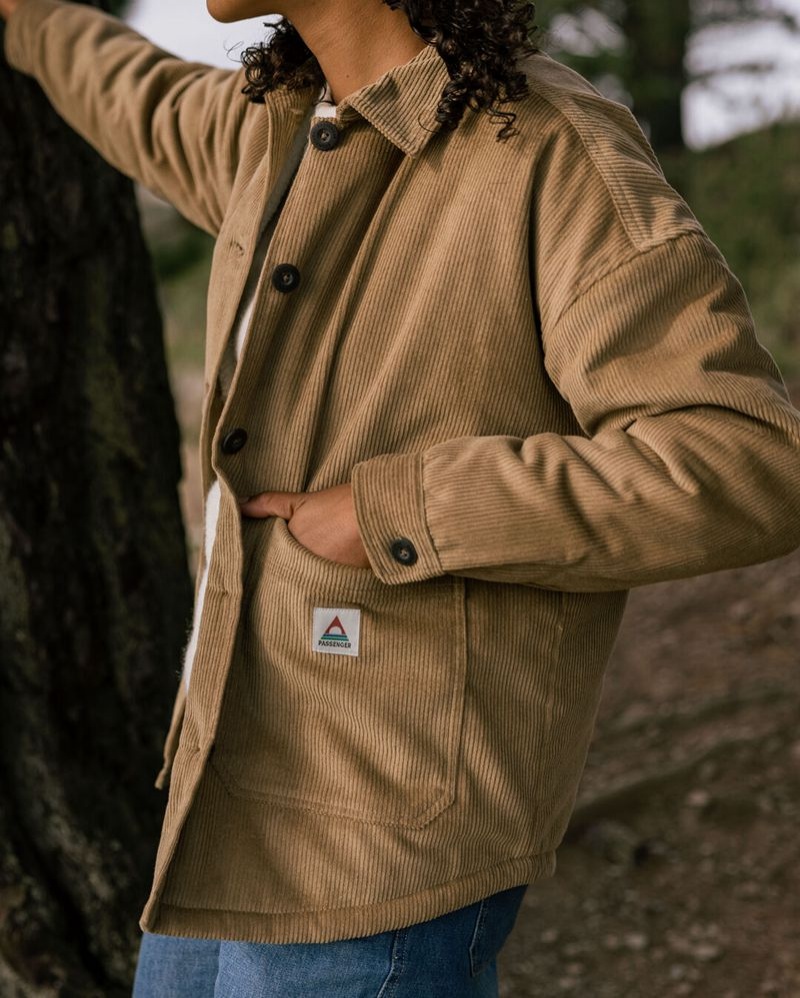 Koszula Wierzchnia Passenger Flint Recycled Cord Damskie Khaki | Polska-CMWLPF892