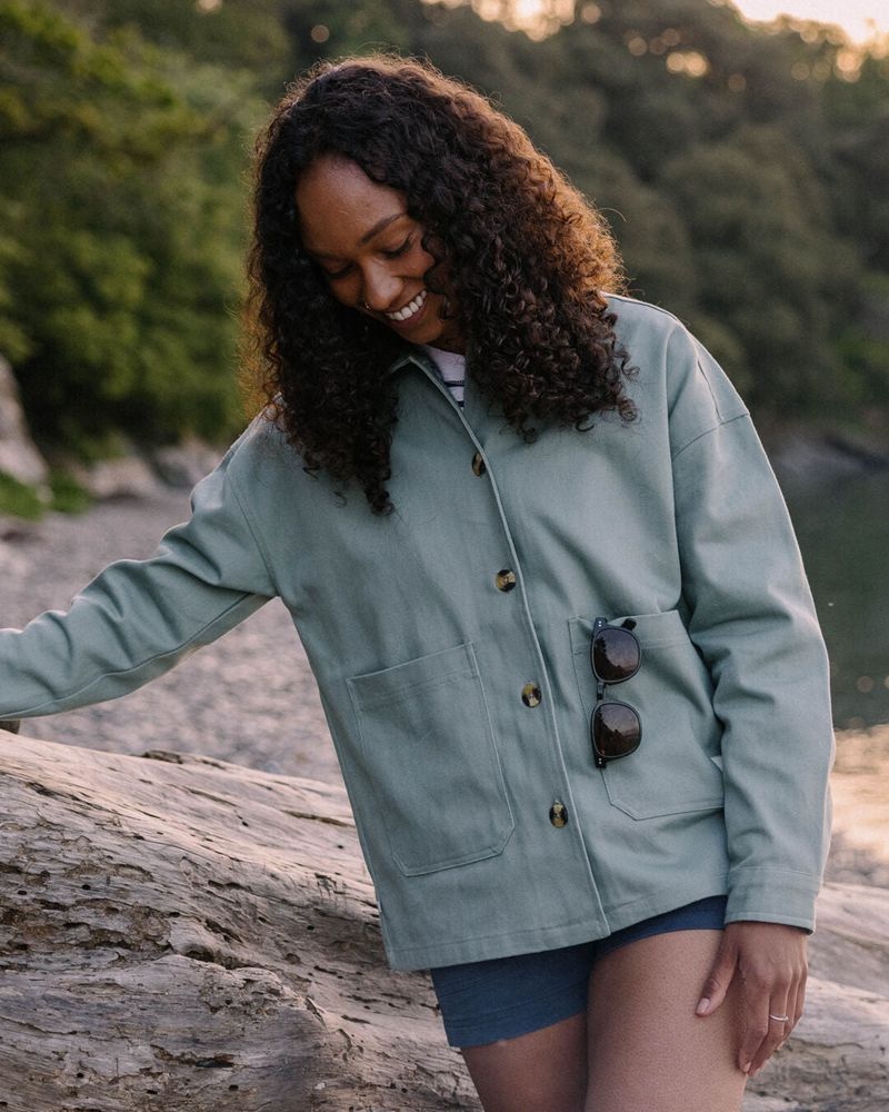 Koszula Wierzchnia Passenger Forrest Organic Bawełniane Oversized Twill Damskie Zielone | Polska-WIEKAV643