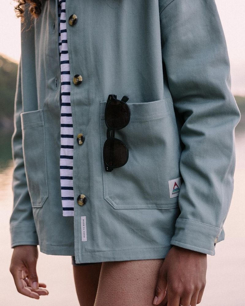 Koszula Wierzchnia Passenger Forrest Organic Bawełniane Oversized Twill Damskie Zielone | Polska-WIEKAV643