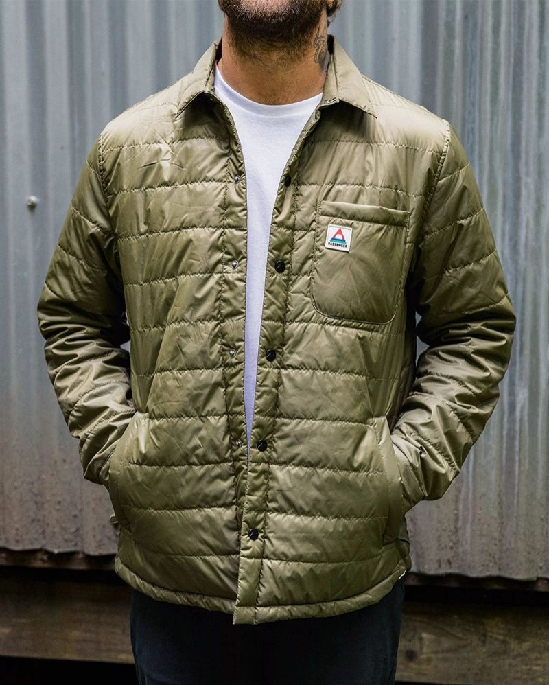 Koszula Wierzchnia Passenger Grain Recycled Insulated Męskie Khaki | Polska-QSXIOC894