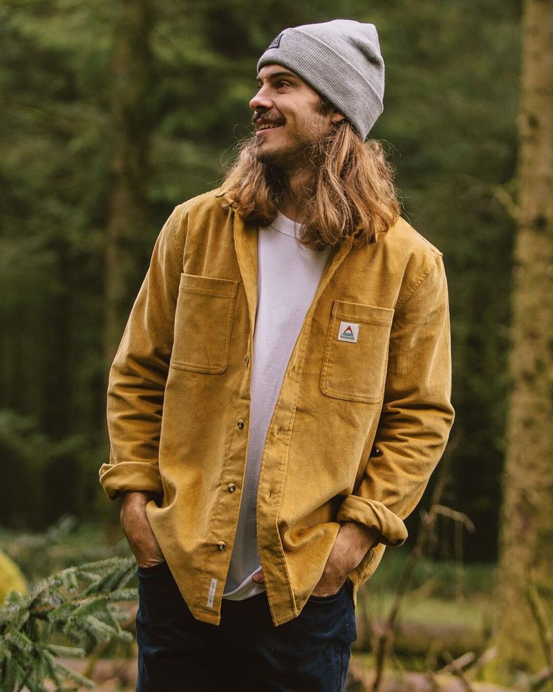 Koszule Passenger Backcountry Cord Męskie Musztardowe Złote | Polska-CYWRUE310