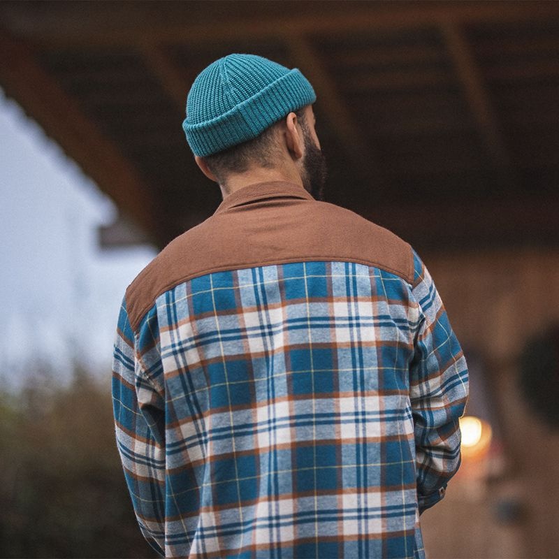 Koszule Passenger Behnsen Organic Bawełniane Męskie Brown/Blue Check | Polska-TRFCXH486