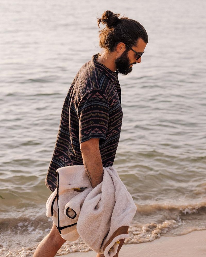 Koszule Passenger Chill Organic Bawełniane Jacquard Męskie Czarne | Polska-TBXVFP251