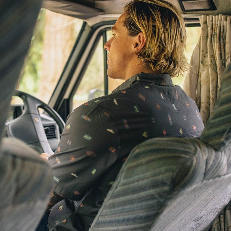 Koszule Passenger Chill Organic Bawełniane Krótkie Sleeve Męskie Czarne | Polska-GZRUMK259