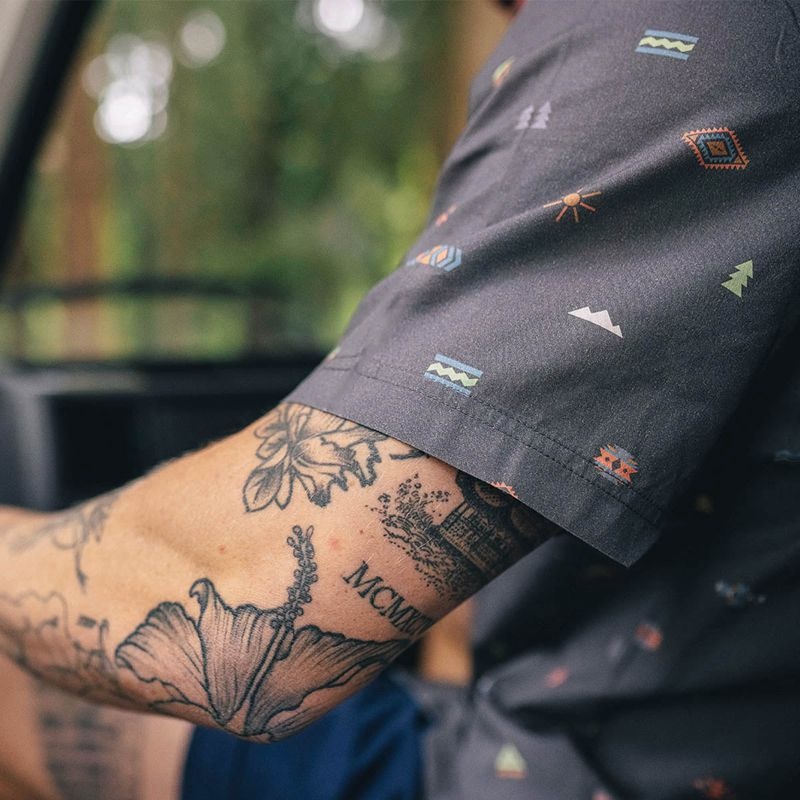 Koszule Passenger Chill Organic Bawełniane Krótkie Sleeve Męskie Czarne | Polska-GZRUMK259