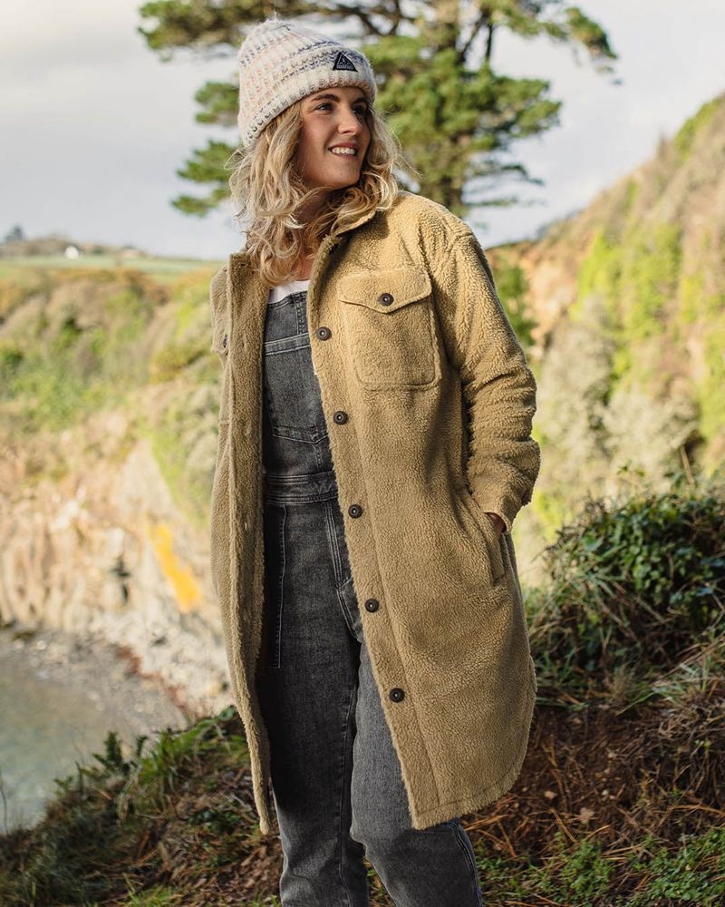 Koszule Passenger Cloudy Recycled Deep-Pile Sherpa Fleece Damskie Khaki | Polska-JCEWRV712