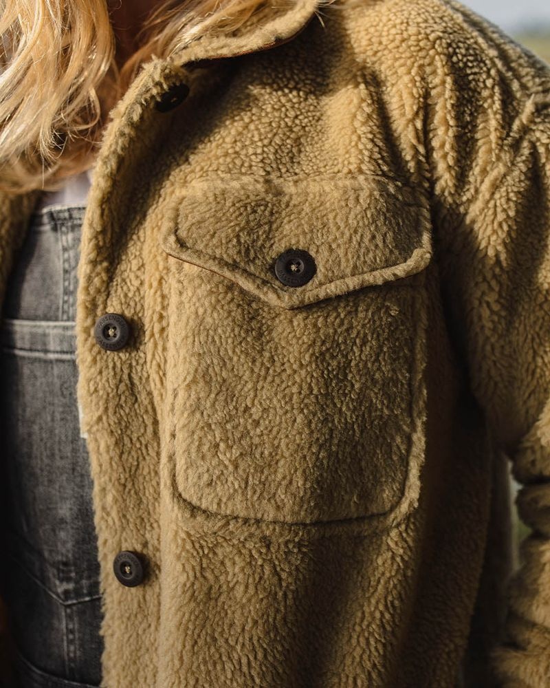 Koszule Passenger Cloudy Recycled Deep-Pile Sherpa Fleece Damskie Khaki | Polska-JCEWRV712