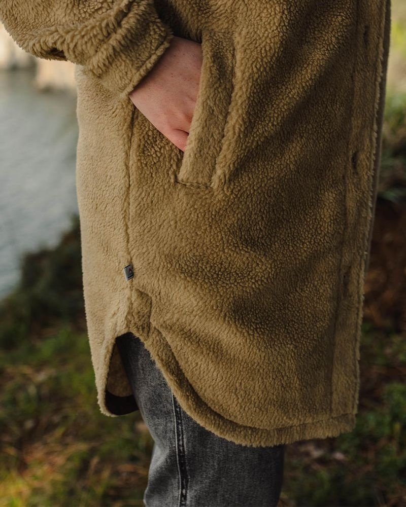 Koszule Passenger Cloudy Recycled Deep-Pile Sherpa Fleece Damskie Khaki | Polska-JCEWRV712