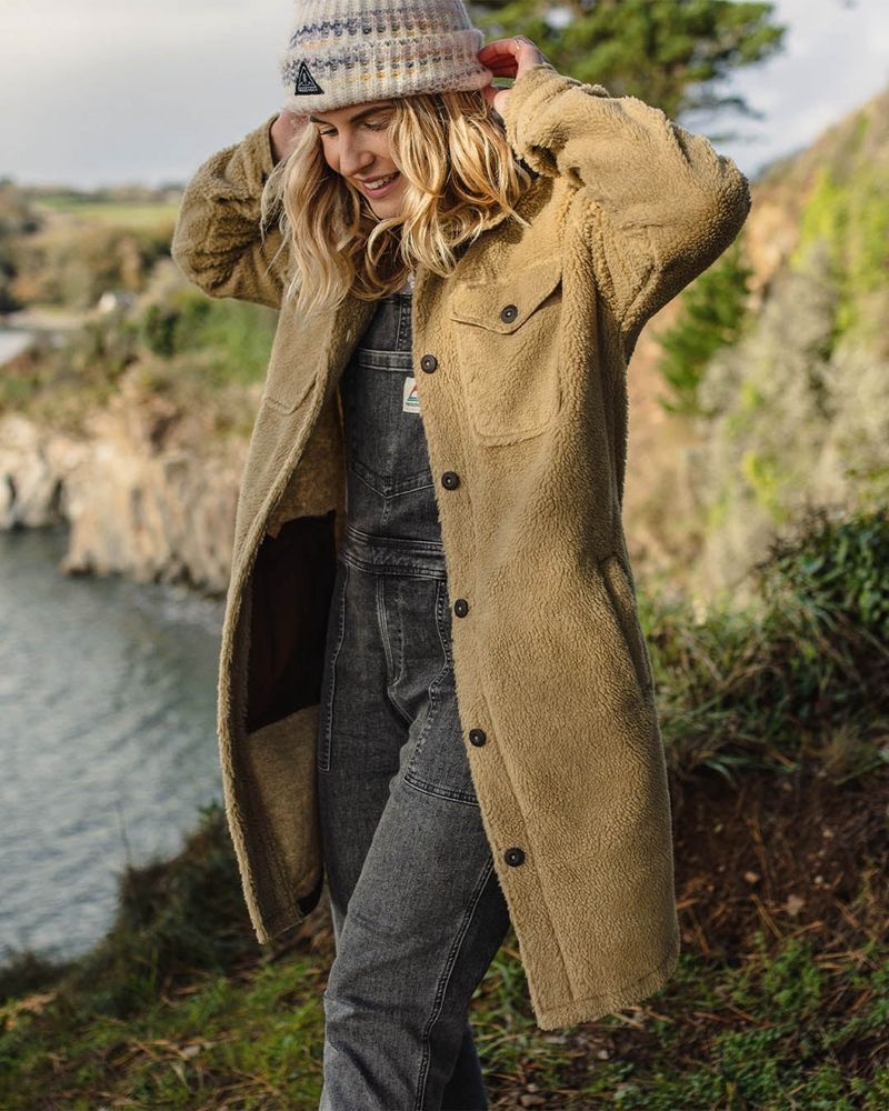 Koszule Passenger Cloudy Recycled Deep-Pile Sherpa Fleece Damskie Khaki | Polska-JCEWRV712