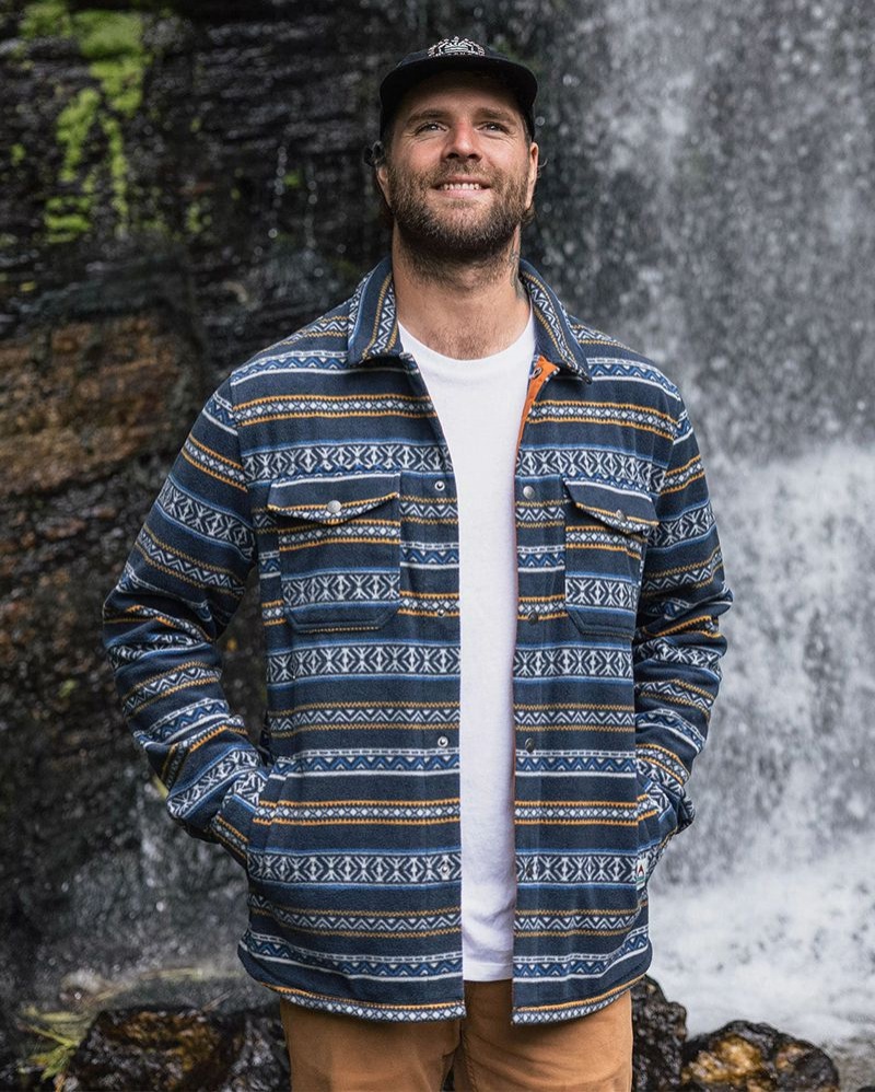 Koszule Passenger Maple Recycled Polar Fleece Męskie Paski | Polska-KJVPUZ764
