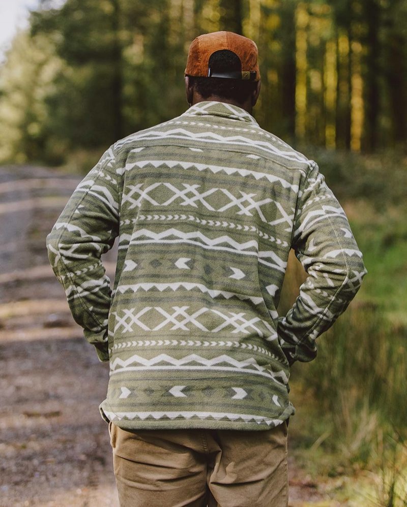 Koszule Passenger Maple Recycled Polar Fleece Męskie Khaki | Polska-HMPEDA936