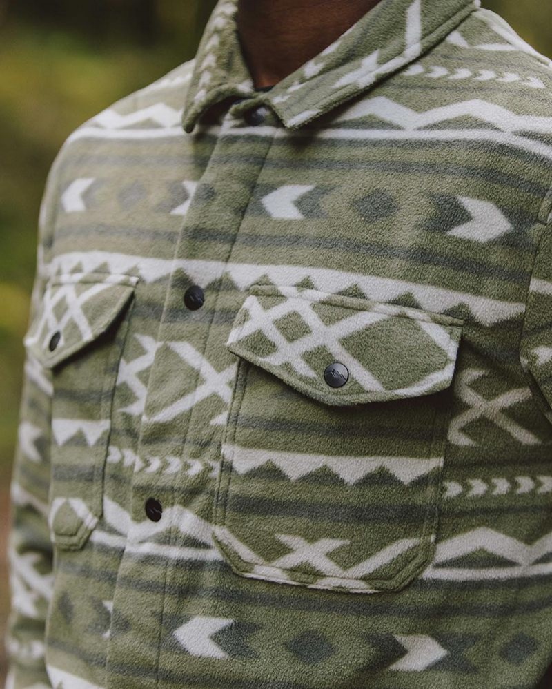 Koszule Passenger Maple Recycled Polar Fleece Męskie Khaki | Polska-HMPEDA936