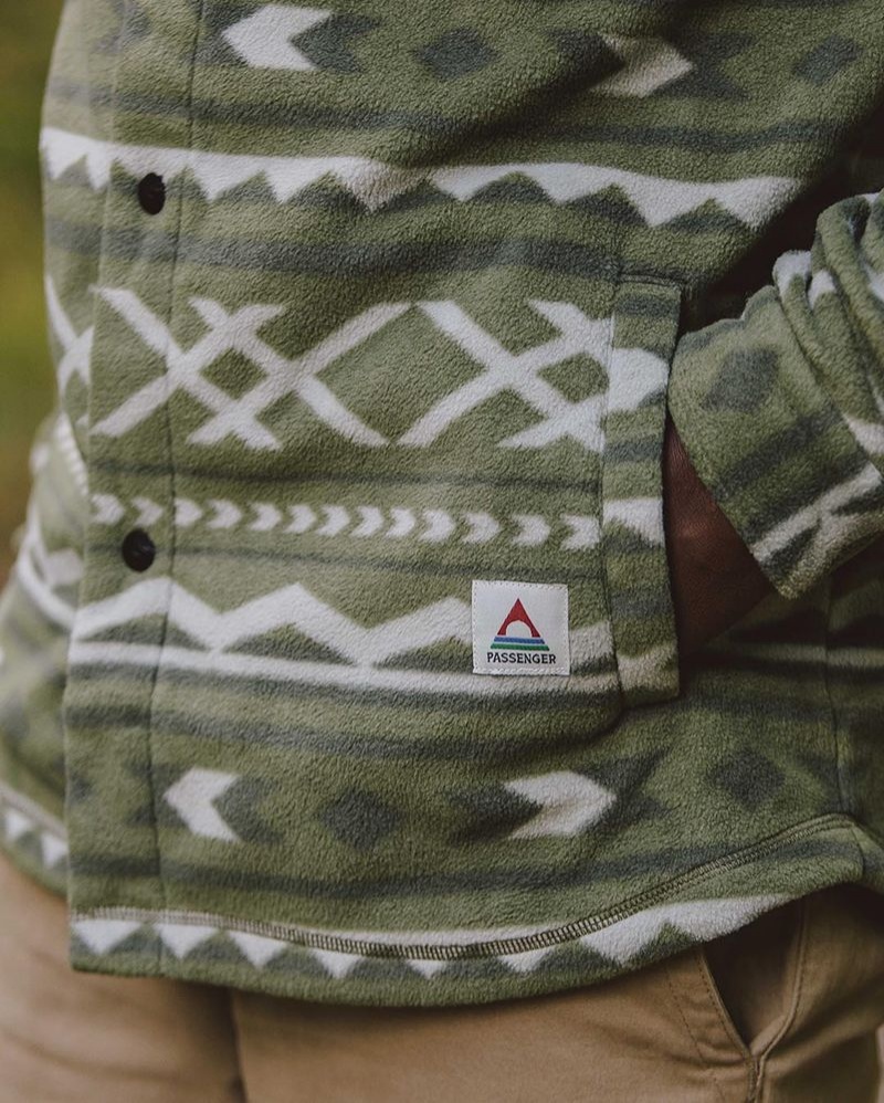 Koszule Passenger Maple Recycled Polar Fleece Męskie Khaki | Polska-HMPEDA936