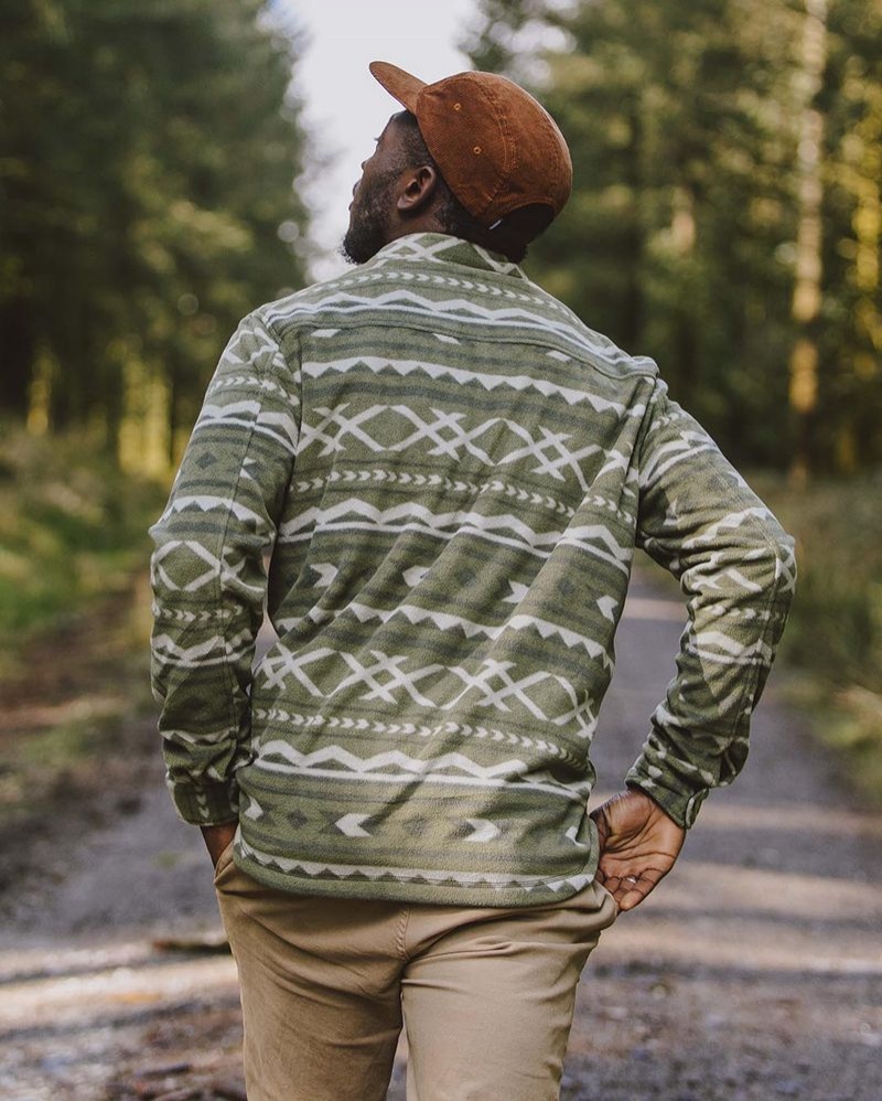 Koszule Passenger Maple Recycled Polar Fleece Męskie Khaki | Polska-HMPEDA936