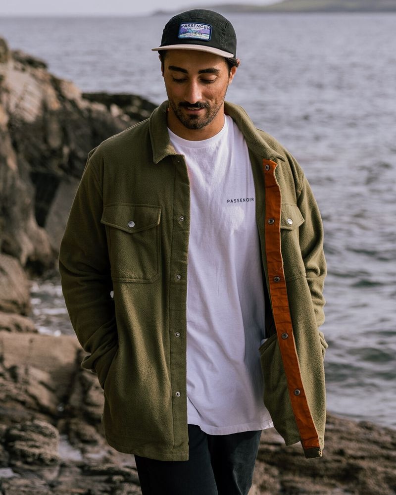 Koszule Passenger Maple Recycled Polar Fleece Męskie Khaki | Polska-VIOXSH658