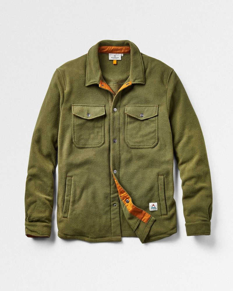 Koszule Passenger Maple Recycled Polar Fleece Męskie Khaki | Polska-VIOXSH658