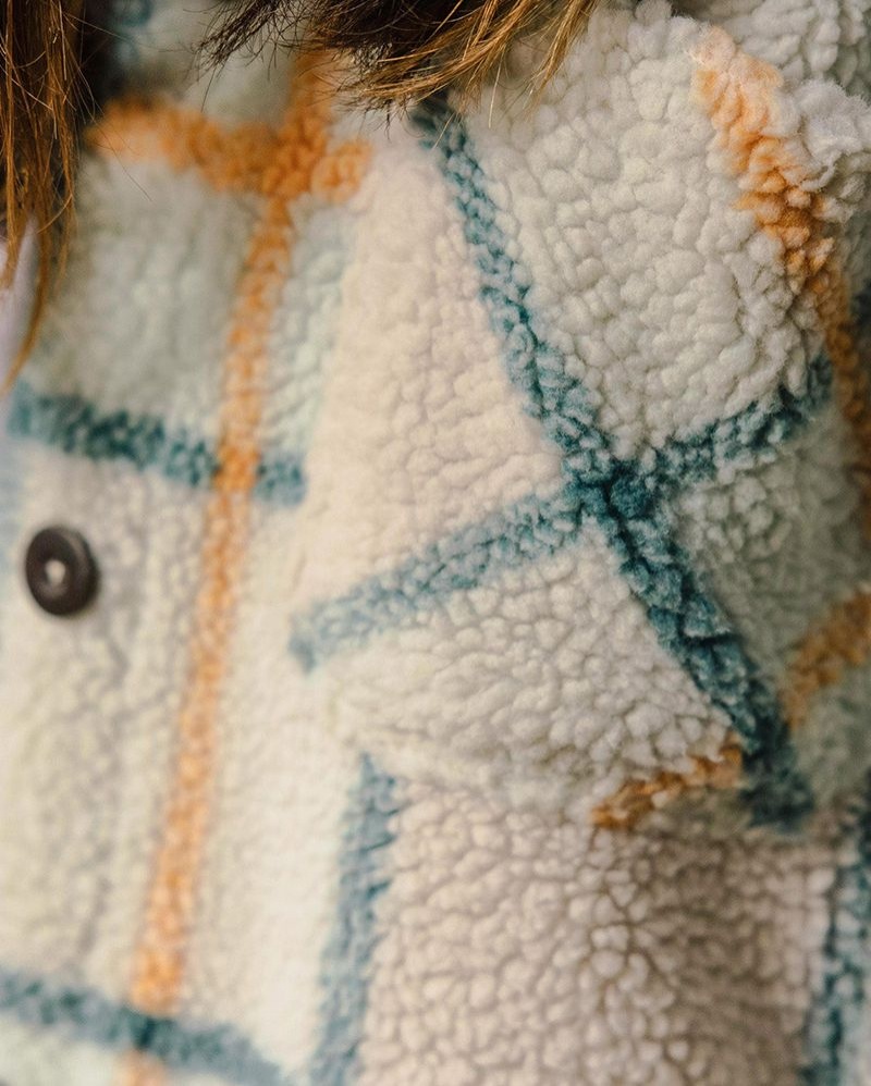 Koszule Passenger Olympus Yarn Dye Recycled Sherpa Fleece Damskie Surf Spray Check | Polska-JRWUPG390