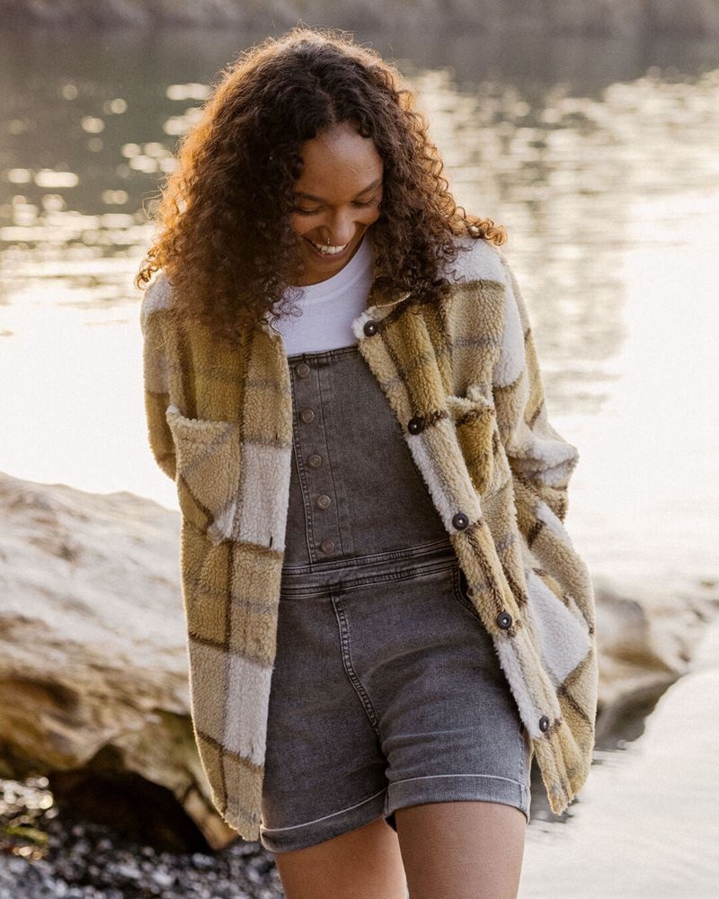 Koszule Passenger Olympus Yarn Dye Recycled Sherpa Fleece Damskie Honey Check | Polska-QKNIAJ694