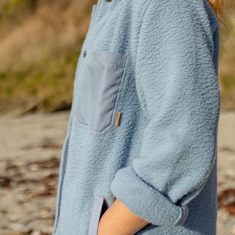 Koszule Passenger Rappel Recycled Sherpa Fleece Oversized Damskie Faded Denim | Polska-UNCMZW923