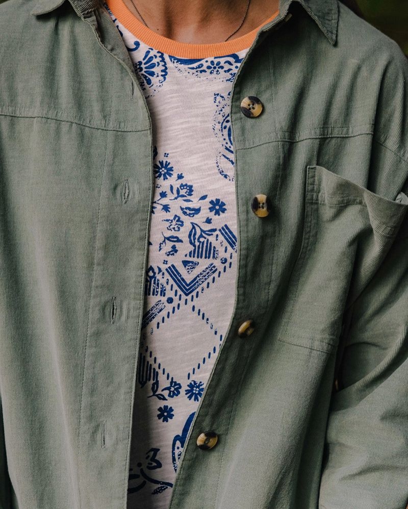 Koszule Passenger Rootsy Organic Cord LS Damskie Zielone | Polska-JGPBKN140