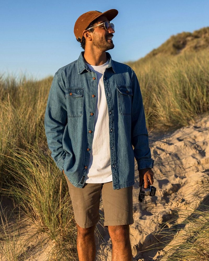 Koszule Passenger Vision Denim Męskie Niebieskie | Polska-ONLEIH248