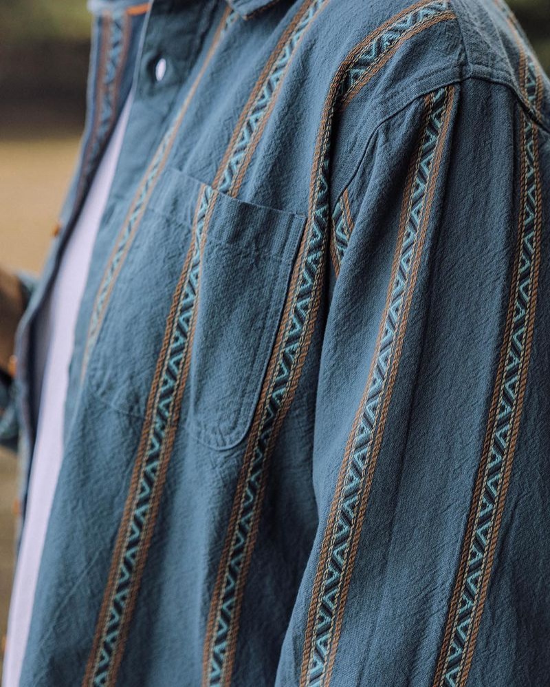 Koszule Passenger Voyage Organic Bawełniane Jacquard Męskie Paski | Polska-PBYVWT356