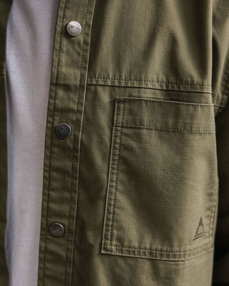 Koszule Passenger Way Organic Bawełniane Ripstop Męskie Khaki | Polska-GKBLND273