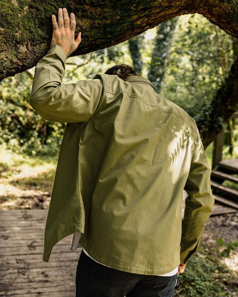 Koszule Passenger Way Organic Bawełniane Ripstop Męskie Khaki | Polska-GKBLND273