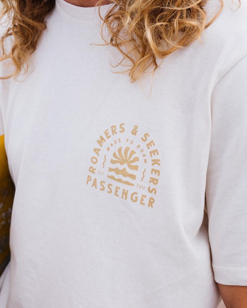 Koszulka Passenger Evenfall Recycled Bawełniane Męskie Beżowe | Polska-CKHWUA062
