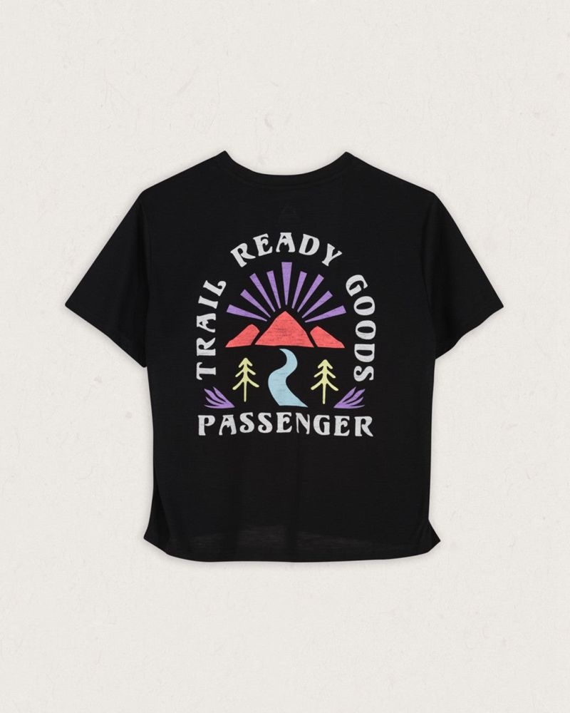 Koszulka Passenger Exhale Active Recycled Damskie Czarne | Polska-KZDRSE276