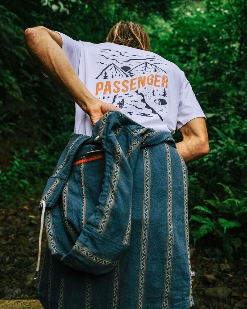 Koszulka Passenger Fjord Recycled Bawełniane Męskie Białe | Polska-FXCJBV984