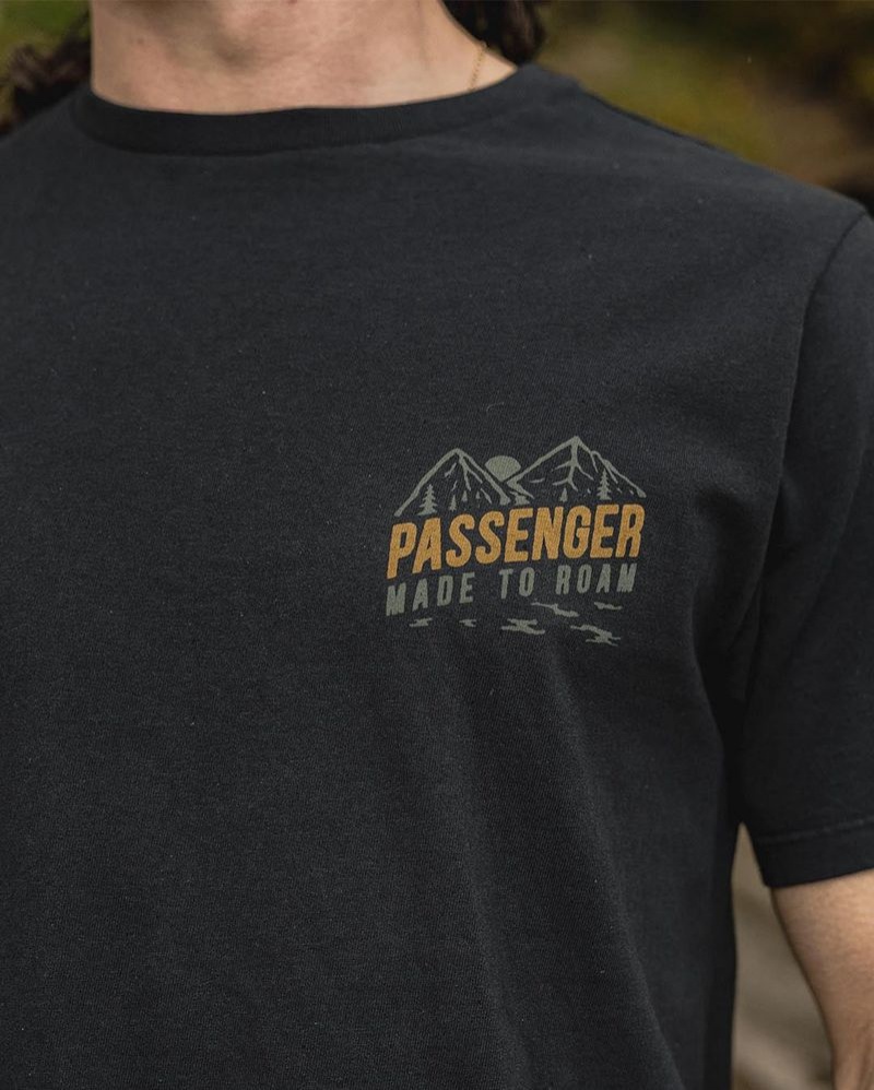 Koszulka Passenger Fjord Recycled Bawełniane Męskie Czarne | Polska-IFVXON850