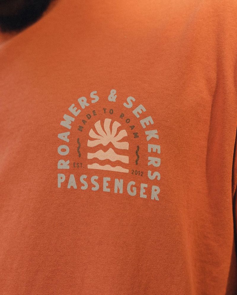 Koszulka Passenger Flare Recycled Bawełniane Męskie Pomarańczowe | Polska-OAFGNL734