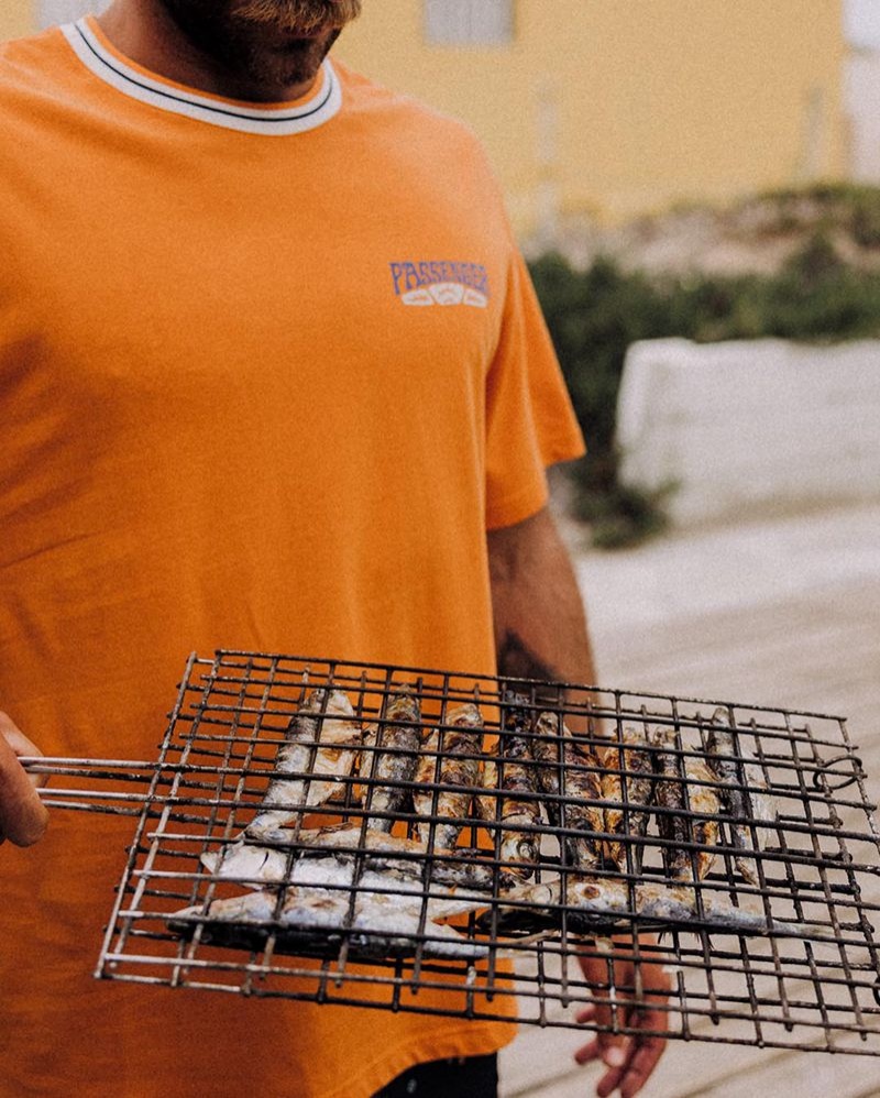 Koszulka Passenger Lauca Recycled Bawełniane Pocket Męskie Tangerine | Polska-ZXHRVU826