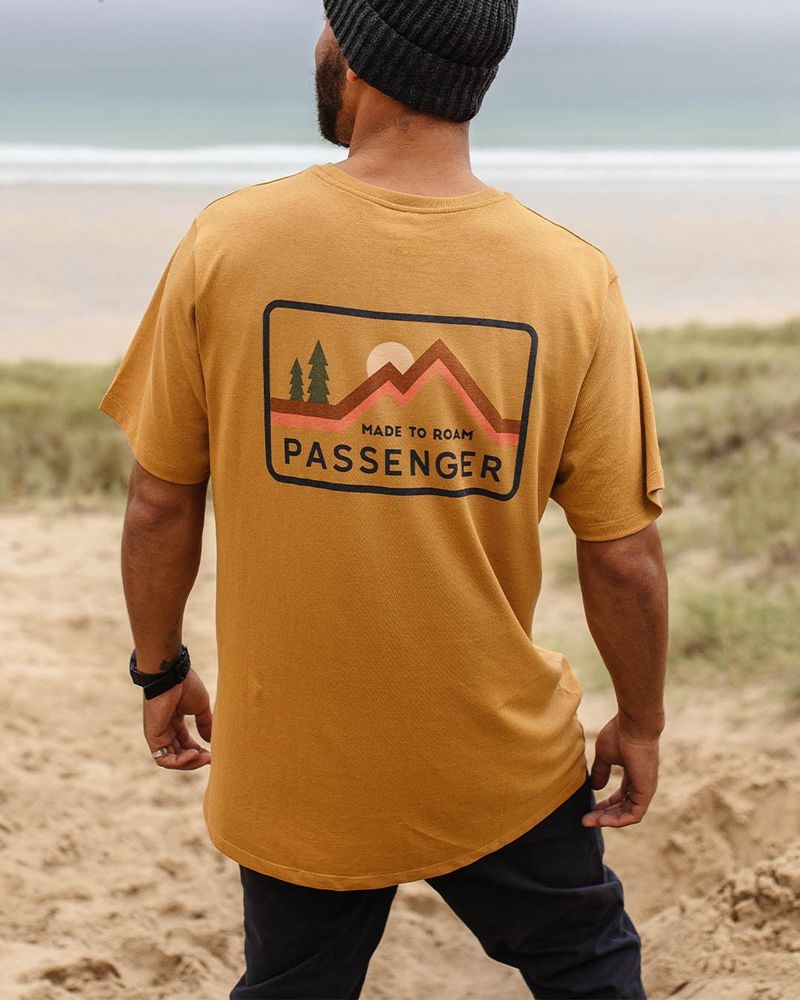 Koszulka Passenger Made To Roam Recycled Bawełniane Męskie Dusty Ochre | Polska-VXWLTR108