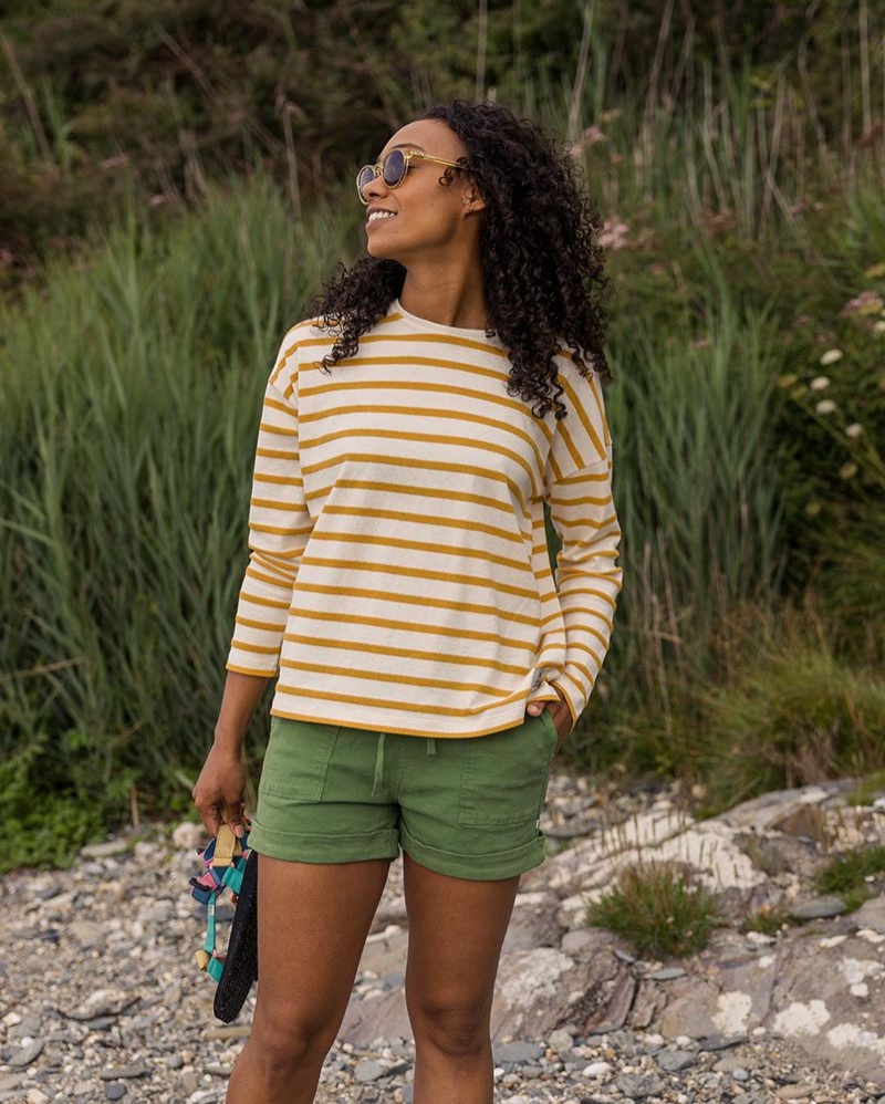 Koszulka Passenger Misty Stripe LS Damskie Honey | Polska-JIAGWE986