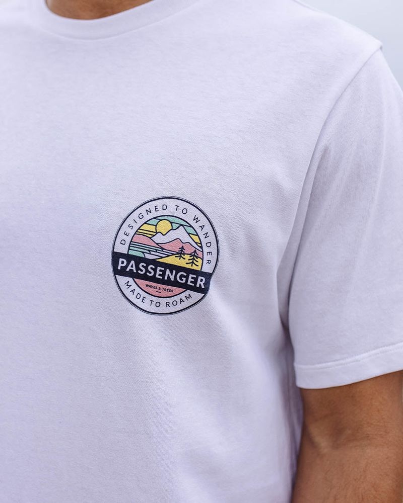 Koszulka Passenger Odyssey Recycled Bawełniane Męskie Białe | Polska-IBWNYZ235