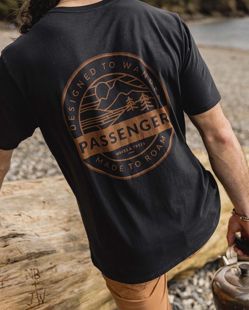 Koszulka Passenger Odyssey Recycled Bawełniane Męskie Czarne | Polska-FNDTEH983