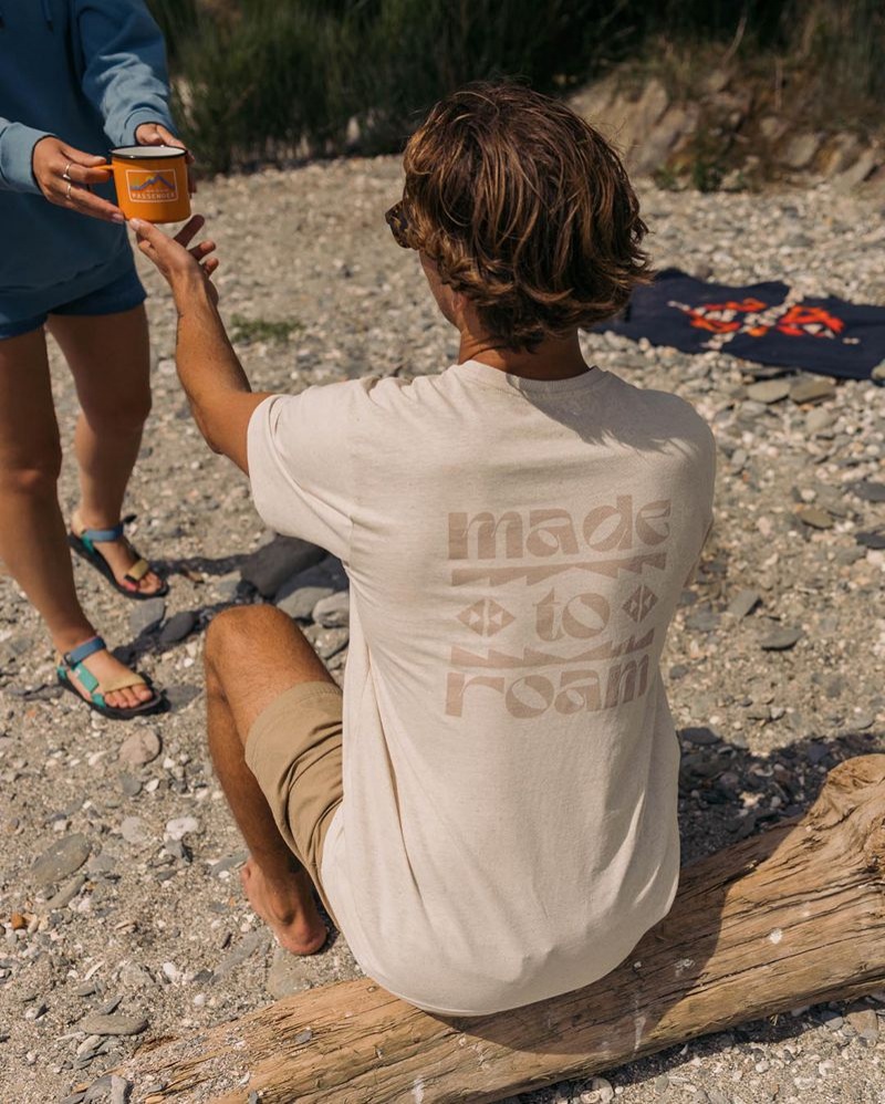 Koszulka Passenger Sunrise Recycled Bawełniane Męskie Milky Marl | Polska-ZTQOBK506