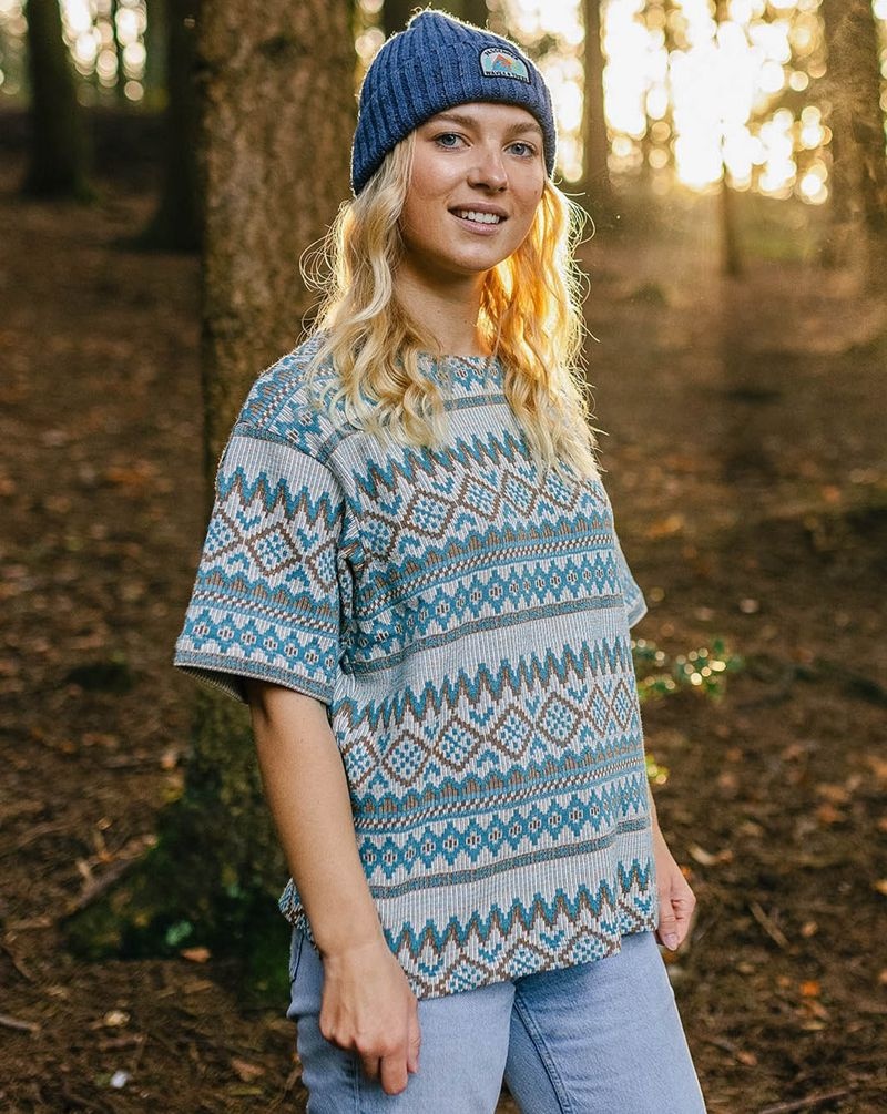 Koszulka Passenger Wilderness Jacquard Damskie Beżowe | Polska-QBPYXJ065